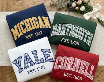 Embroidered Custom Varsity Letter Sweatshirt, Custom College Patchwork Shirt, University Gingham Applique Tee, Game Day Outfit, Custom Gift
