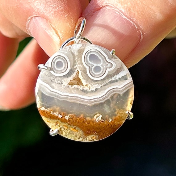 Scenic Moss Agate Pendant: Indonesian Gemstone, Sterling Silver Chain