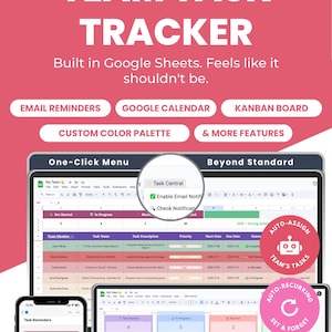 Team Task Tracker / Fogli Google, Sincronizzazione di Google Calendar (download digitale)