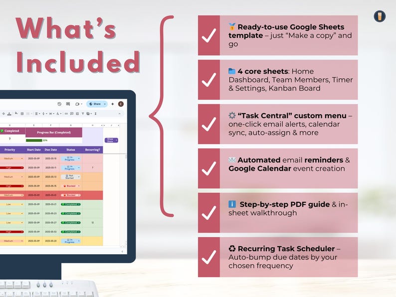 Task Tracker Template for Google Sheets – Automated Email Reminders ...