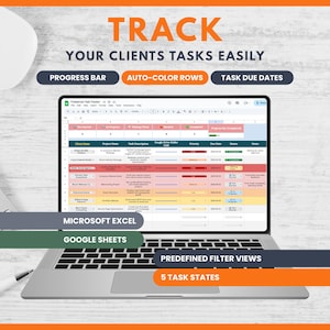 Project Tracker Template for Freelancers – Google Sheets + Excel Task Management, Time Tracking & Printable Organizer