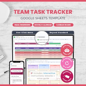 Gestor de tareas de equipo / Sincronización con Google Sheets y Google Calendar (Descarga digital)