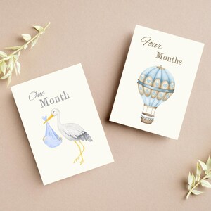 Tarjetas de hitos mensuales para bebés - Niño (meses 1 a 12)
