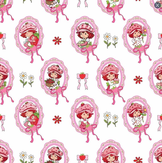 Strawberry Shortcake Fabric Strawberry Girl Fabric Cartoon Anime Fabric 100% Cotton Fabric By The Half Yard