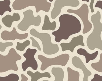 Textured Camouflage Fabric by the Half Yard, Old School Camo Fabric Duck Hunting Print 100% Cotton Textile, DIY Material for Quilting Crafts