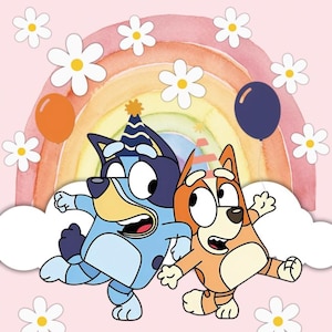 Bluey Fabric Blue Dog Fabric Bluey and Bingo Fabric Cartoon Anime Fabric 100% Cotton Fabric By The Half Yard