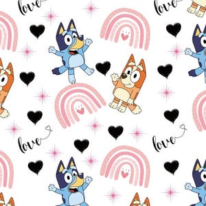Bluey Fabric Blue Dog Fabric Bluey and Bingo Fabric Cartoon Anime Fabric 100% Cotton Fabric By The Half Yard