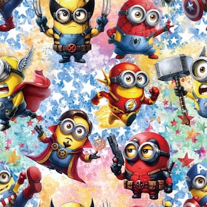 Minions SuperHero Fabric Minions Big Eyes Fabric Bob The Minion Fabric Cartoon Anime Fabric 100% Cotton Fabric By The Half Yard