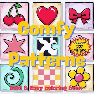 Comfy Patterns Coloring Book PDF – 227 Printable Pages for Kids & Adults, Instant Digital Download, Bold and Easy Coloring Book