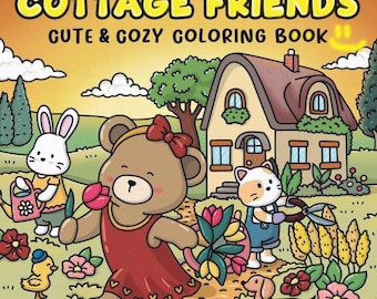 CoCo Wyo Cottage Friends Coloring Book PDF – 39 Printable Pages for Kids & Adults, Instant Digital Download, Bold and Easy Coloring Book
