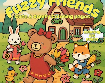 CoCo Wyo Fuzzy Friends Coloring Book PDF – 475 Printable Pages for Kids & Adults, Instant Digital Download, Bold and Easy Coloring Book