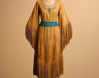 Women's Leather Fringe Black Suede Long Dress, Cowgirl Rodeo Outfit, Boho  Maxi Dress - Etsy