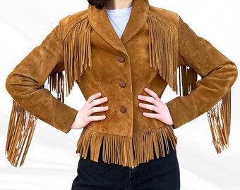 Vintage 70s Suede Fringe Jacket: Ms Pioneer Western Leather