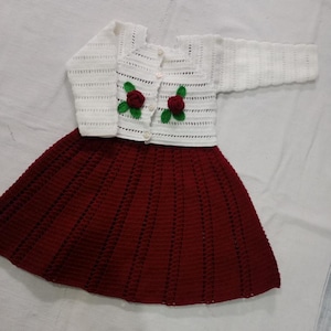Handmade Baby Girl Wool Dress Set: Embroidered Flowers