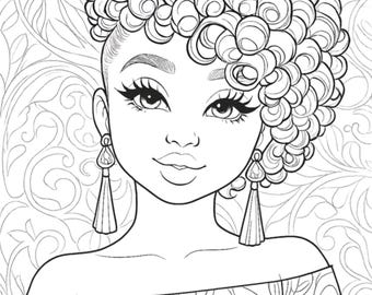Dibujos para colorear de mujeres negras / Arte con cabello natural y trenzas (Descarga PDF)