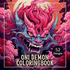Oni Demon Coloring Book PDF – 52 Japanese Folklore Pages | Mythical Ogres, Trolls & Yokai | Digital Download | Monstrous Tales
