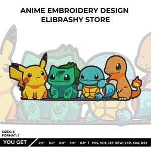Anime Creature Friends Stickdatei, Cartoon Monster Stickdatei (Instant Download)