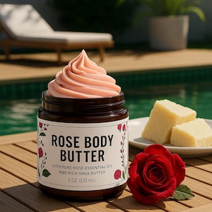Rose Whipped Shea Body Butter: Natural Essential Oil Moisturizer