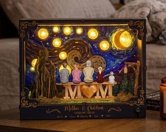 Personalized Mother & Children Forever Linked Together DIY Book Nook Kit, Mother's Day Gift, Dollhouse With Led Light, Custom Mom Miniature