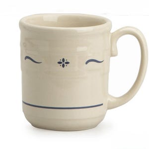 Longaberger Pottery Woven Traditions Blue Designs 8 oz Coffee Cup/Mug Set of 8
