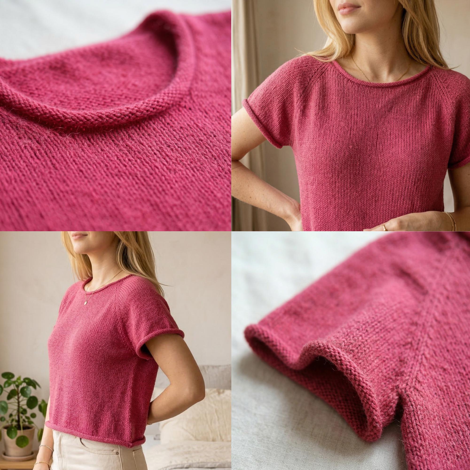 Roselle Tee Knitting Pattern PDF, Short Sleeve Knit Top, Lightweight ...