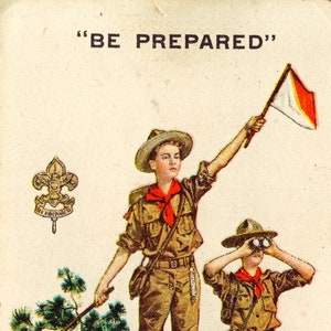 Vintage digitale download &#39;Be Prepared&#39; en &#39;Do A Good Turn Daily&#39;, circa 1916 padvindersafbeelding