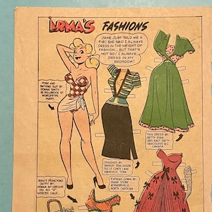 Paper-Doll-Palooza! „Strona mody Millie” - „Patsy’s Fashion Cut Ups” - „Irma’s Fashions” - „Simplicity Sue” i 2 sukienki z cięciami