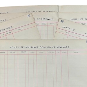 Páginas originais da empresa de seguros de vida residencial da década de 1940 (em branco) - Junk Journal - Scrapbooking - Colagem - Material de arte