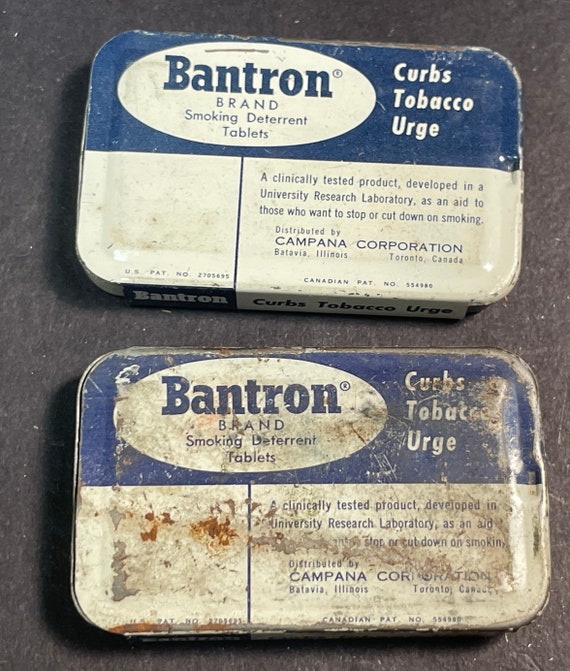 1960s Vintage, Tin, Bantron Brand Tobacco Deterrent Tablets 