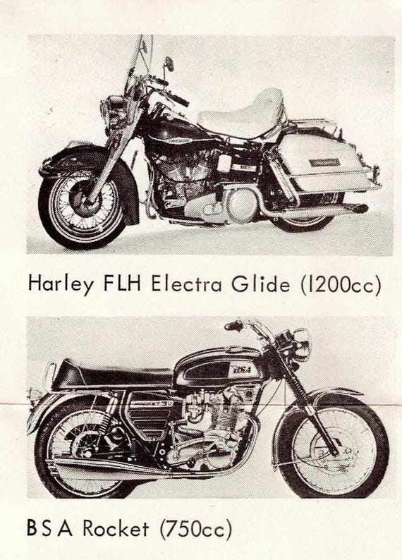 Photo Sheet of Classic Motorcycle Models From the 1950s-1970s
