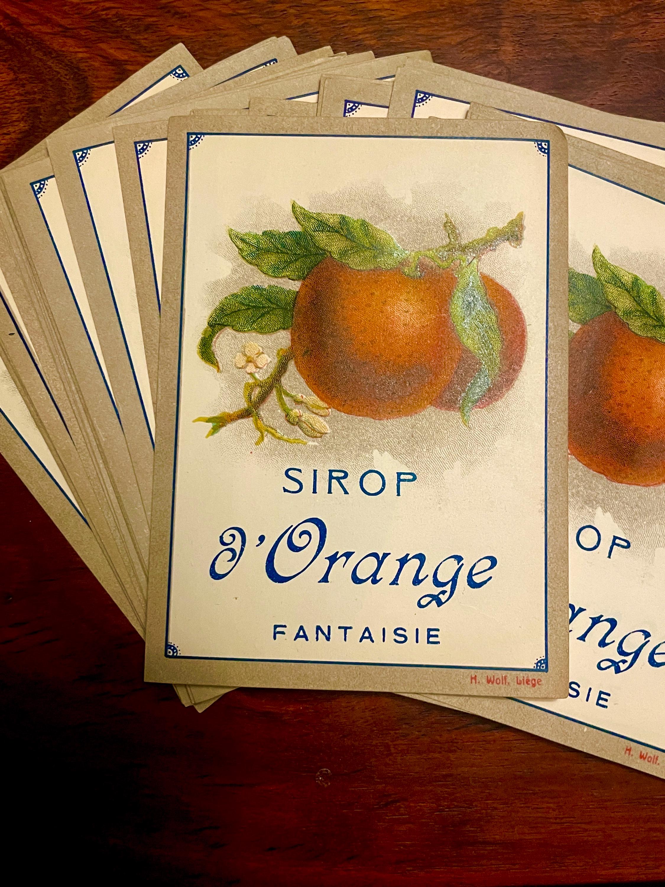 Sirop d’ Orange Faintaisie Bottle Labels- Antique Originals - Not Reprints -Circa 1930’s