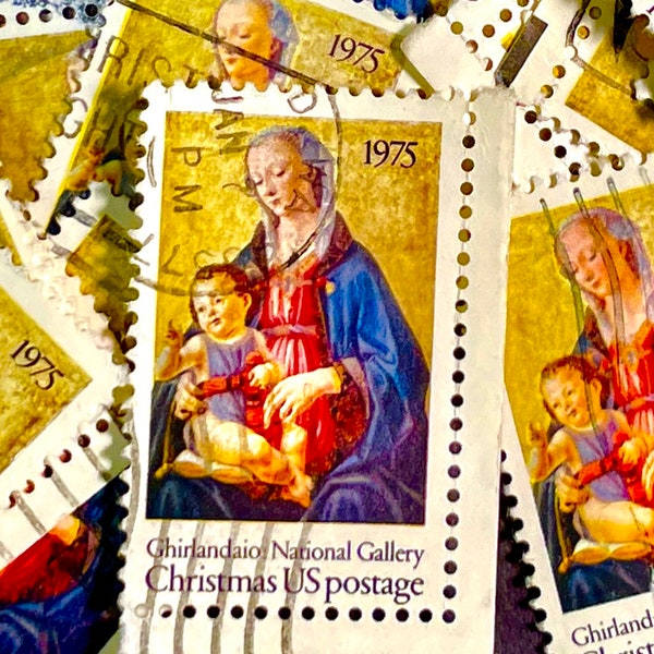 Merry Christmas- Madonna & Child-Ghirlandaio-National Gallery US Postage Stamps