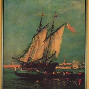 Digital Download Vintage Print &quot;Boat Racing In Venice&quot; Tall Sailing Ship
