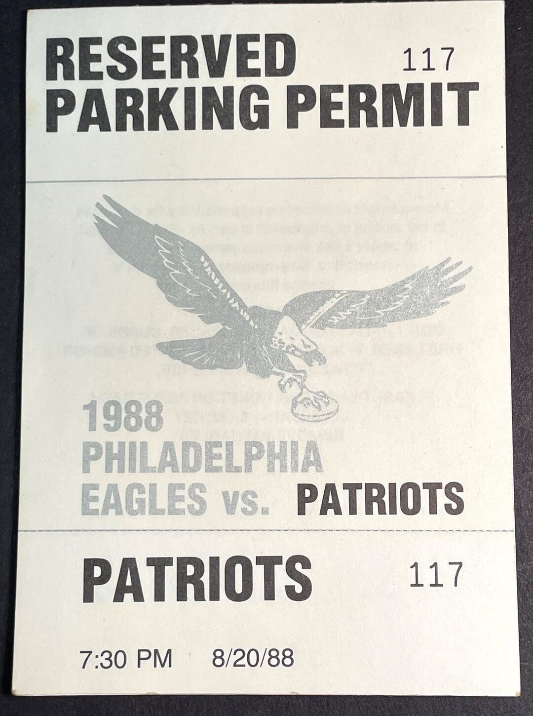 1988 Philadelphia EAGLES Parking Permit Passes Vet Stadium on Etsy