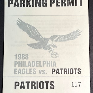 Original - 1988 - Philadelphia EAGLES Vintage Parkpässe - Vet Stadion Auf Original Pad