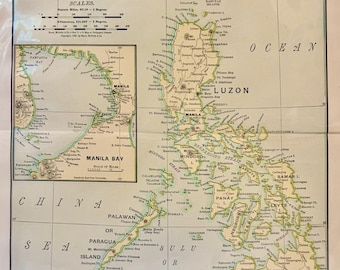 1898 Rand McNally Philippine Islands Map – Antique Island Atlas Print - Color