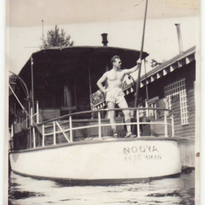 Man On A Boat &quot;Nooya Ketchiman&quot; Digital Download Vintage  Photograph 1940s