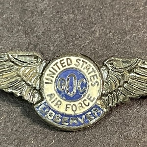 WW II Ground Observation Corps United States Air Force Observer Wings-Clutchback