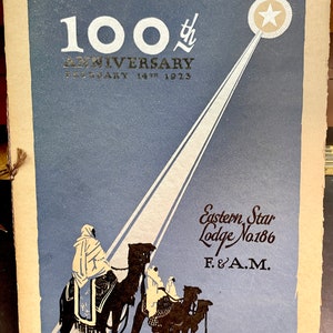 1923 Eastern Star Lodge Number 186 100th Anniversary Celebration Souvenir Program & Menu