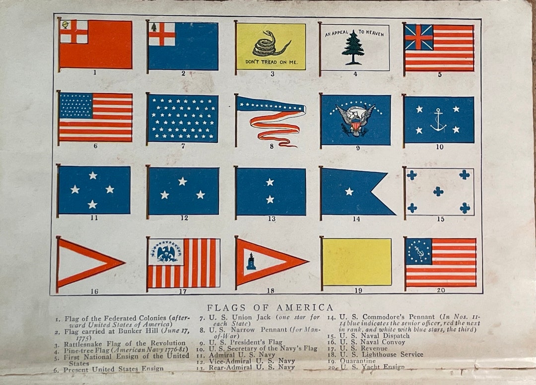 1927 Flags of America Lithograph - Etsy