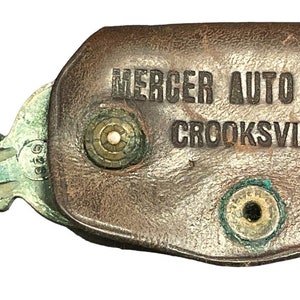 1960s Vintage Leather Key Holder Mercer Auto Supply Co. Crooksville, Ohio