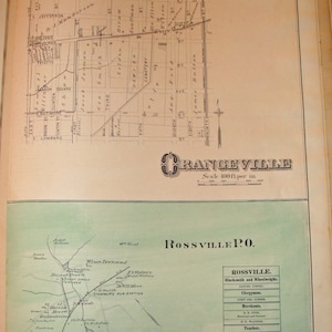 Mapa antiguo de Orangeville y mapa de Rossville PO del Atlas del condado de Baltimore, Maryland, de 1877, de GM Hopkins