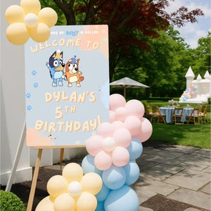 Bluey Birthday Welcome Sign Birthday Bluey Party Poster Bluey Sign Birthday Party Bluey Decoration Poster Canva Instant Download Bluey Theme