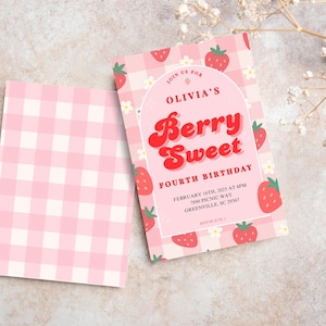 Birthday Invitation Template Editable Berry Sweet Birthday Invite Printable Girl Birthday Template Canva
