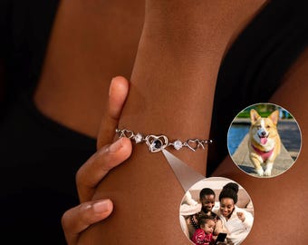 Bracelet photo personnalisé, bracelet coeur avec photo personnalisé, bracelet en argent, cadeau photo commémoratif, cadeau pour grand-mère, cadeau femme, cadeau pour maman