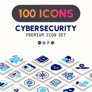 100 Cyber Security Icons SVG | It Network & Cloud Computing Vector | Canva Template Figma Ready | Tech Sci-Fi Ui Elements PNG EPS | DevOps