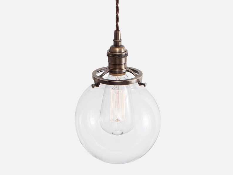 Globe Pendant Lighting Ceiling Light Fixture Kitchen Island Glass Kit Or Hardwire
