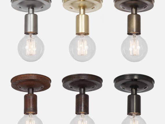 Flush Mount Ceiling Light Fixture Edison Ceiling Light Rustic Ceiling Light Bathroom Light Fixture Kitchen Lighting Brass Ceiling Light