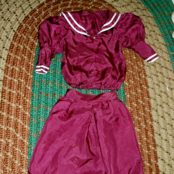 Pure silk sailor suit 2 pc outfit for antique or reproduction doll