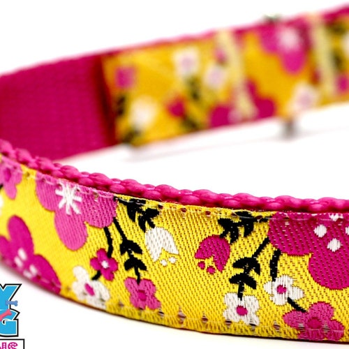 Pink Flower Garden Dog Collar Yellow Flower Dog Collar Etsy